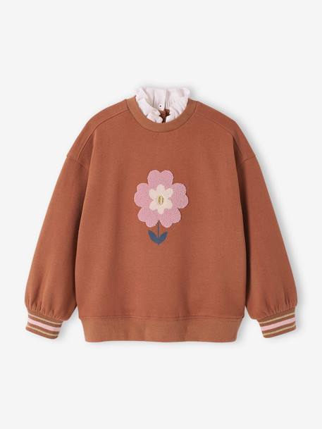 Fancy Sweatshirt with Bouclé Flower Motif for Girls hazel - vertbaudet enfant 