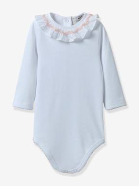 Baby-Bodysuits-Smocked Bodysuit in Organic Cotton for Babies, by CYRILLUS