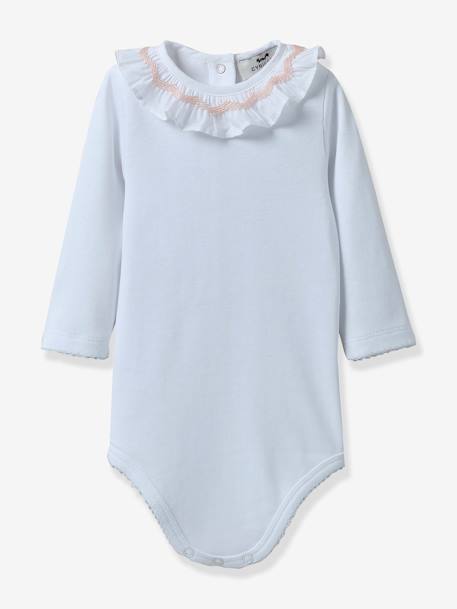 Smocked Bodysuit in Organic Cotton for Babies, by CYRILLUS white - vertbaudet enfant 