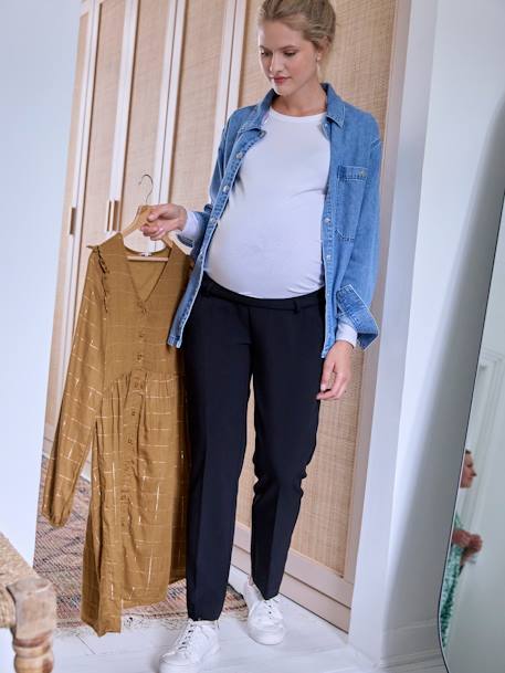 Pantalon de grossesse cigarette bandeau sans couture gris+noir - vertbaudet enfant 