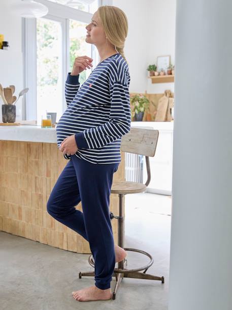 Striped Pyjamas for Maternity navy blue - vertbaudet enfant 