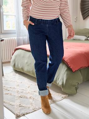 -Paperbag Jeans with Seamless Band, for Maternity