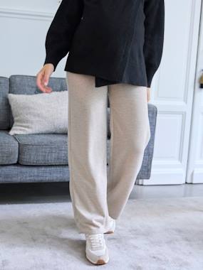 -Wide-Leg Trousers with Belly Band for Maternity