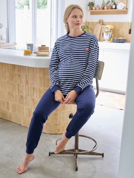 Striped Pyjamas for Maternity navy blue - vertbaudet enfant 