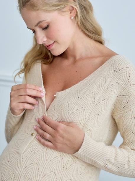 Robe-pull courte devant/dos grossesse et allaitement écru - vertbaudet enfant 