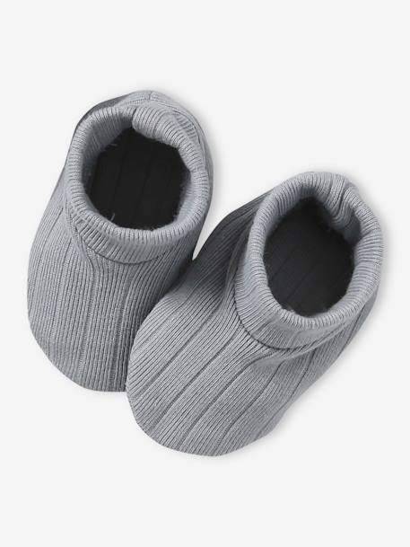 Rib Knit Beanie + Mittens + Booties + Pouch Set for Newborn Babies grey blue - vertbaudet enfant 