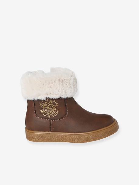 Zipped Boots with Fur Lining, for Girls, Designed for Autonomy brown - vertbaudet enfant 