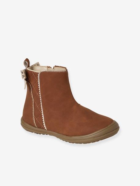 Boots with Zip for Girls, Designed for Autonomy black+brown - vertbaudet enfant 