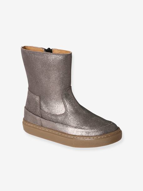 Leather Boots for Girls, Designed for Autonomy bronze - vertbaudet enfant 