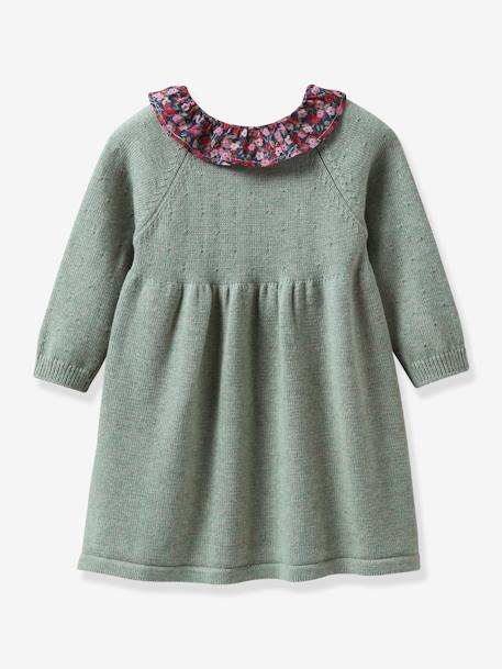 Knitted Dress, Collar in Liberty® Fabric by CYRILLUS for Babies pistachio - vertbaudet enfant 