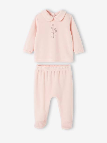 Pack of 2 Velour Pyjamas for Babies rosy - vertbaudet enfant 