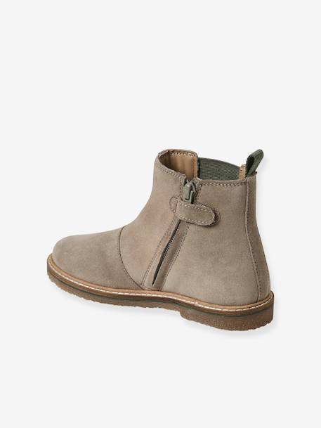 Leather Boots with Zip & Elastic for Children grey - vertbaudet enfant 