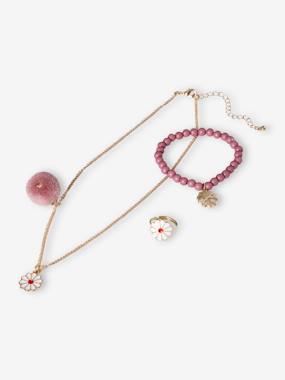 Girls-Daisy Necklace + Bracelet + Ring Set