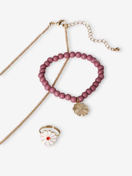 Daisy Necklace + Bracelet + Ring Set mauve - vertbaudet enfant 