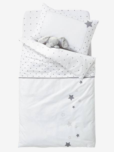 Baby Pillowcase, Star Shower Theme White - vertbaudet enfant 