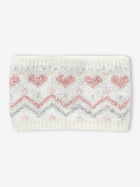 Ensemble bébé fille bonnet + snood + moufles maille jacquard fluffy écru - vertbaudet enfant 