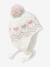 Fluffy Jacquard Knit Beanie + Snood + Mittens Set for Baby Girls ecru - vertbaudet enfant 
