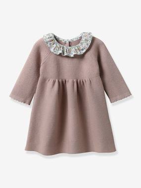Knitted Dress with Collar in Liberty® Fabric, by CYRILLUS for Babies  - vertbaudet enfant