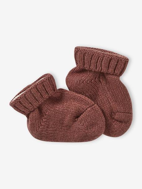 Knitted Beanie + Mittens + Booties Set for Newborn Babies hazel+marl beige - vertbaudet enfant 