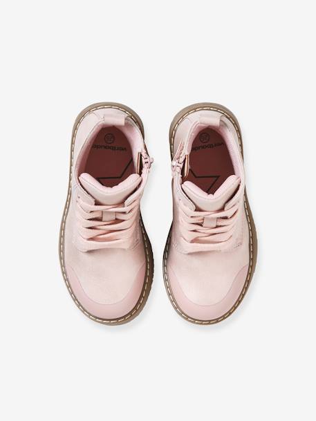 Boots with Laces & Zip for Girls, Designed for Autonomy rose - vertbaudet enfant 