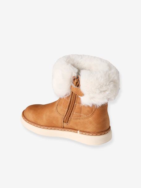 Zipped Boots with Fur Lining, for Girls, Designed for Autonomy camel - vertbaudet enfant 