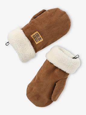 Boys-Accessories-Velour Mittens with Sherpa Lining for Boys