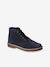 Leather Boots with Laces & Zip for Children, Designed for Autonomy navy blue - vertbaudet enfant 