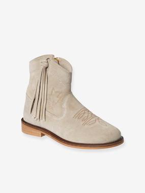 Zipped Leather Boots for Girls  - vertbaudet enfant