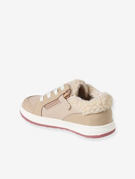 Furry Trainers with Laces & Zips for Girls beige - vertbaudet enfant 
