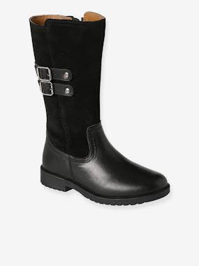 -Leather Riding Boots with Zip, for Girls