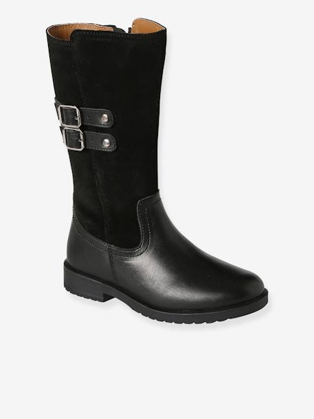 Leather Riding Boots with Zip, for Girls black - vertbaudet enfant 