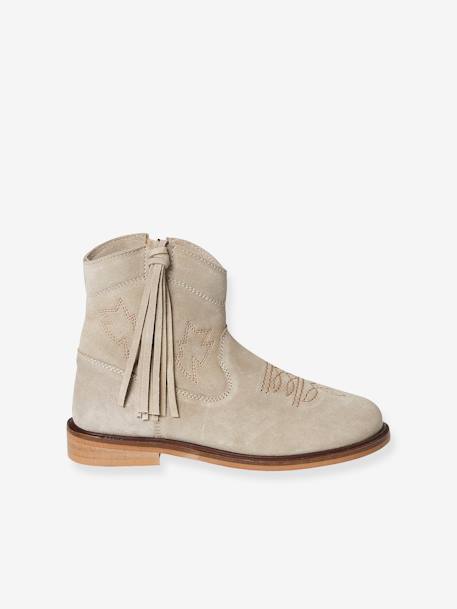 Boots zippées cuir fille camel - vertbaudet enfant 