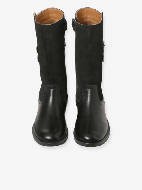 Leather Riding Boots with Zip, for Girls black - vertbaudet enfant 