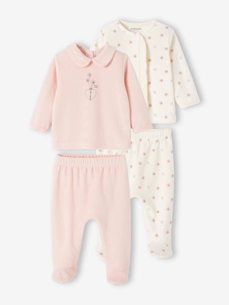 Pack of 2 Velour Pyjamas for Babies rosy - vertbaudet enfant 