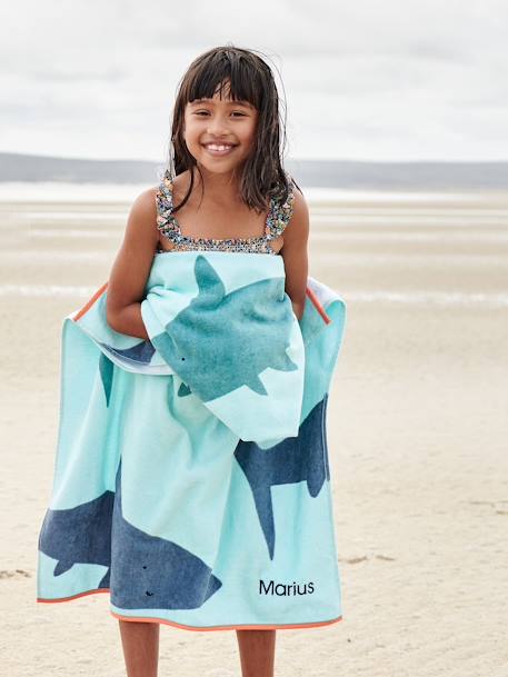 Serviette de plage / de bain POP personnalisable bleu ciel+rose - vertbaudet enfant 