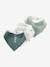 Lot 3 bavoirs bandanas en gaze de coton beige imprimé+BLANC+bleu grisé+cappuccino+écru+lot renard+lot vert panda+rose pâle+vert sauge - vertbaudet enfant 