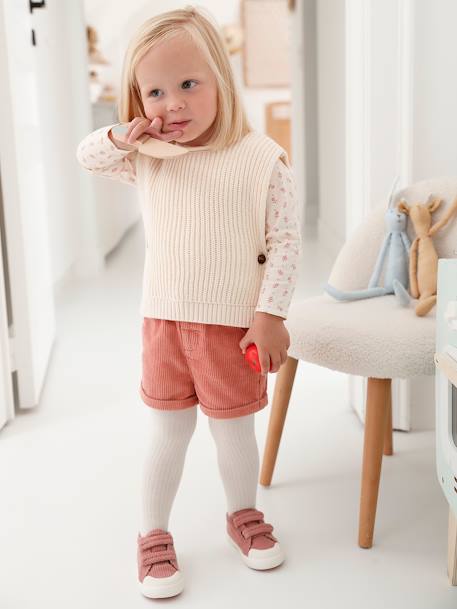 4-Piece Combo for Babies:  Top + Shorts + Jumper +  Tights old rose - vertbaudet enfant 