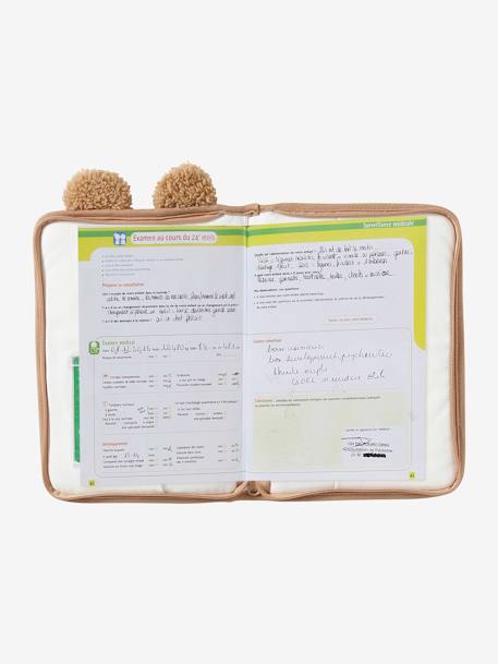 Protège carnet de santé sherpa beige+noix de pécan+rose imprimé - vertbaudet enfant 