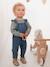 Salopette bébé en denim bretelles à volants stone - vertbaudet enfant 