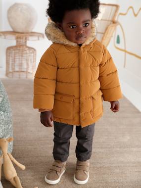 Lined Padded Jacket with Hood for Babies  - vertbaudet enfant