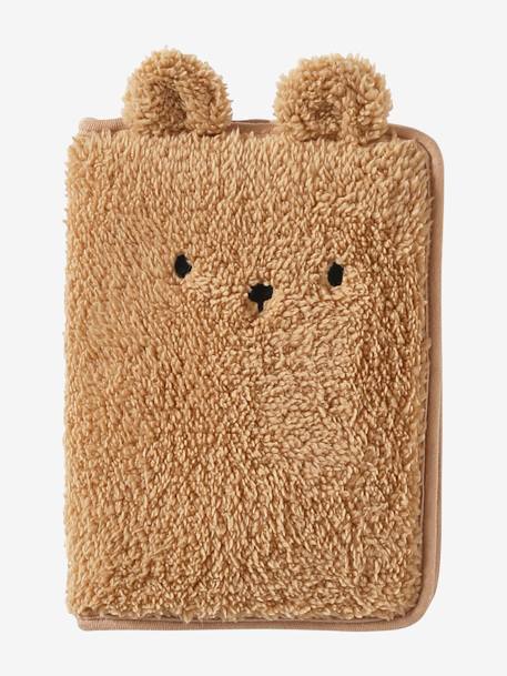 Medical Records Cover in Sherpa, Teddy Bear beige+pecan nut+printed pink - vertbaudet enfant 