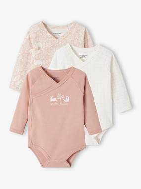 Baby-Bodysuits-Pack of 3 Long-Sleeved Bodysuits in Organic Cotton for Newborn Babies