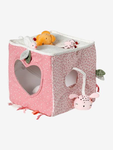 Large Activity Cube in Fabric, Pink World rose - vertbaudet enfant 