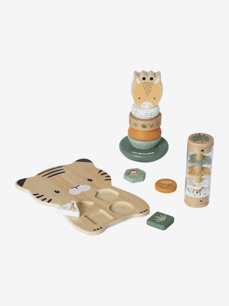 Coffret 3 jeux d'éveil TANZANIE en bois FSC® jaune - vertbaudet enfant 