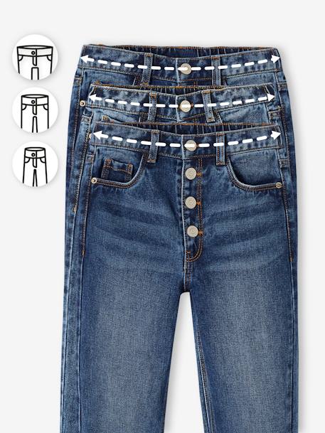 Vertbaudet Wide Hip, MorphologiK Embroidered Slim Leg Waterless Jeans, for Girls Dark Blue