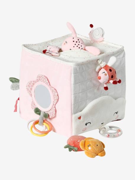 Large Activity Cube in Fabric, Pink World rose - vertbaudet enfant 