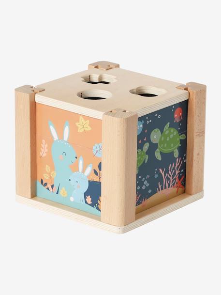 Cube d'éveil 2 en 1 : Puzzles et formes à encastrer en bois FSC® vert - vertbaudet enfant 