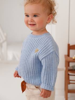-Knitted Jumper with Golden Heart for Babies