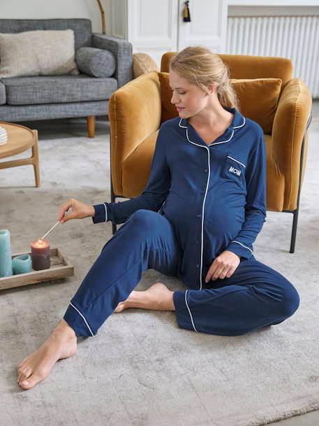 Plain Pyjamas Set for Maternity - ocean blue, Maternity