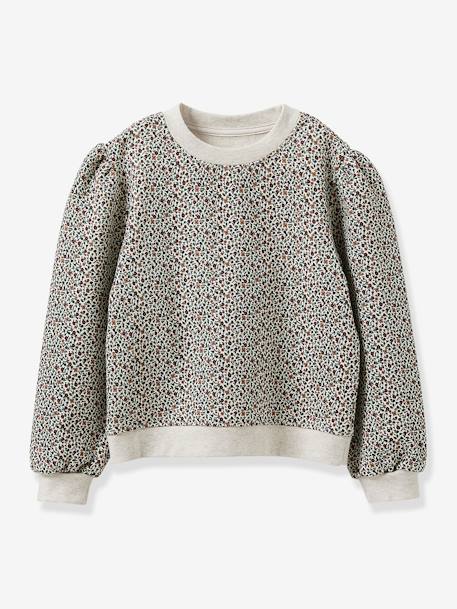 Sweatshirt with Rosemary Print in Organic Cotton for Girls, by CYRILLUS printed white - vertbaudet enfant 